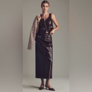Avec Les Filles Faux Leather Column Midi Skirt (New)